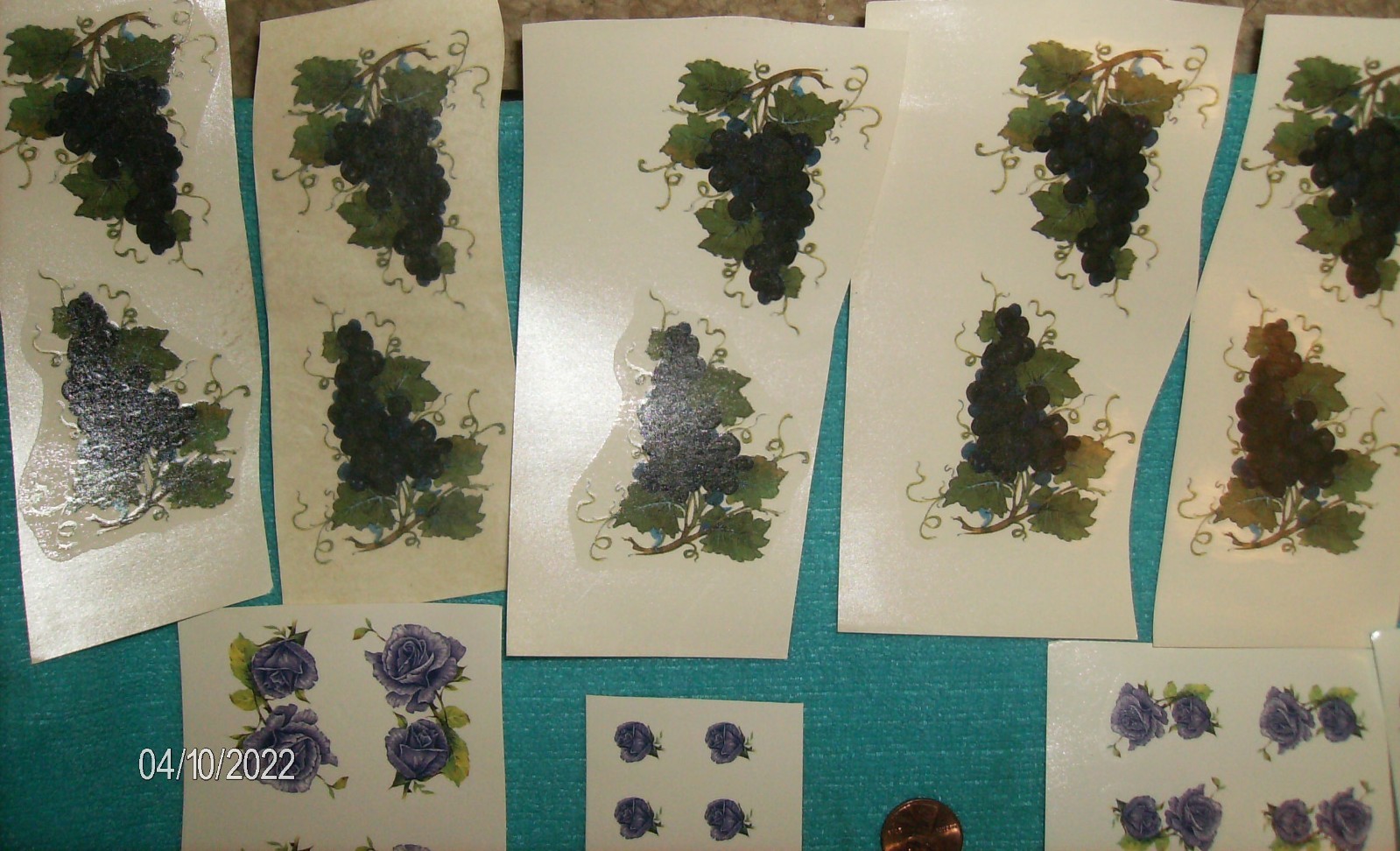 PURPLE ROSE DECAL 12 2" 48 1" 24 1/2" PURPLE GRAPES 12 3" x 2" Stickers NEW #2