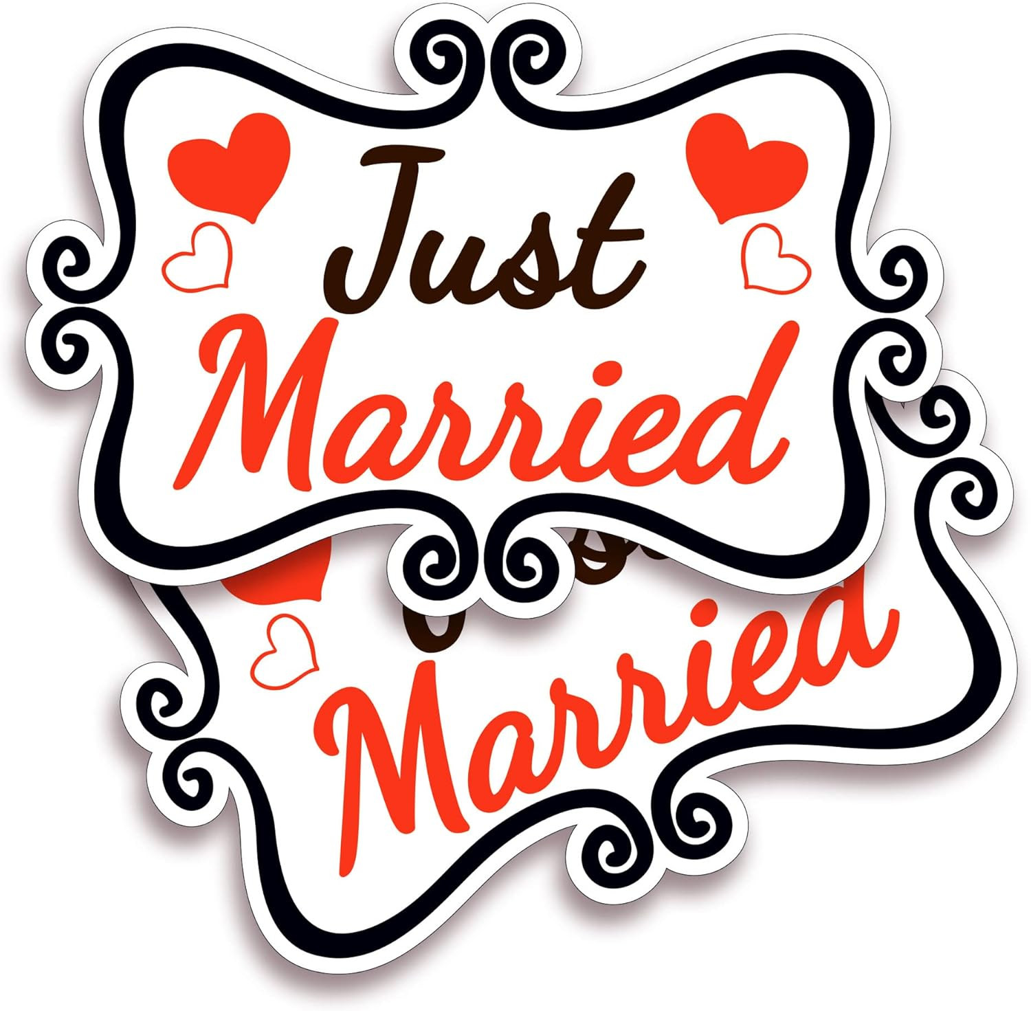 Just Married Car Decorations, 12×8 Magnet Decals for Vehicles, 2 Pack Wedding Ca