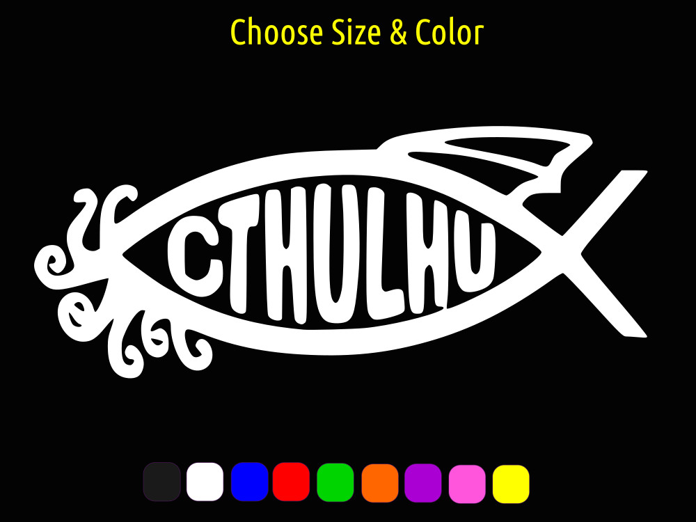Cthulhu Tentacles Fish Emblem Decal Laptop Car Window Sticker CHOOSE SIZE COLOR