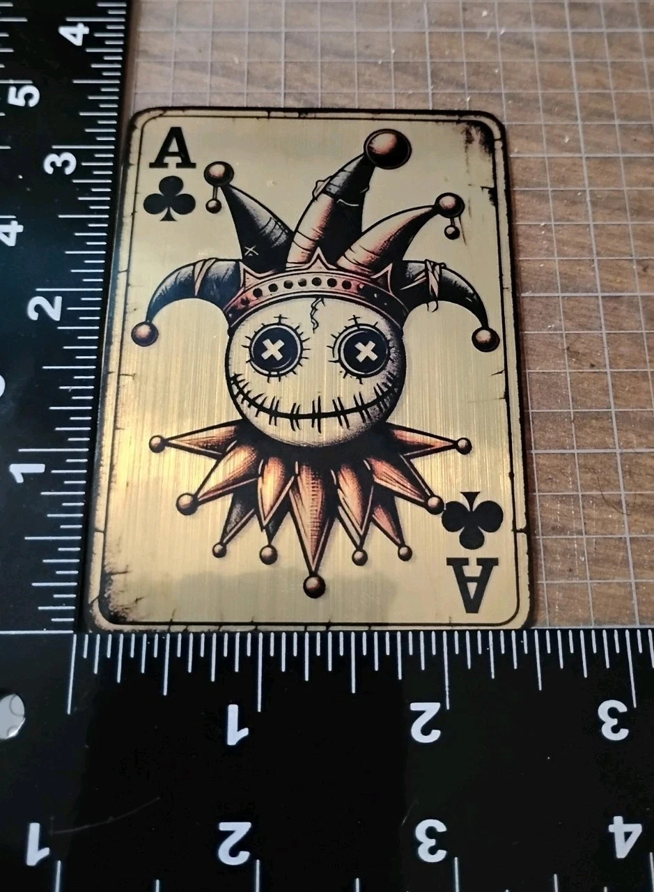 Golden Brushed Metallic Voodoo Playing Card Vinyl Decal Sticker
