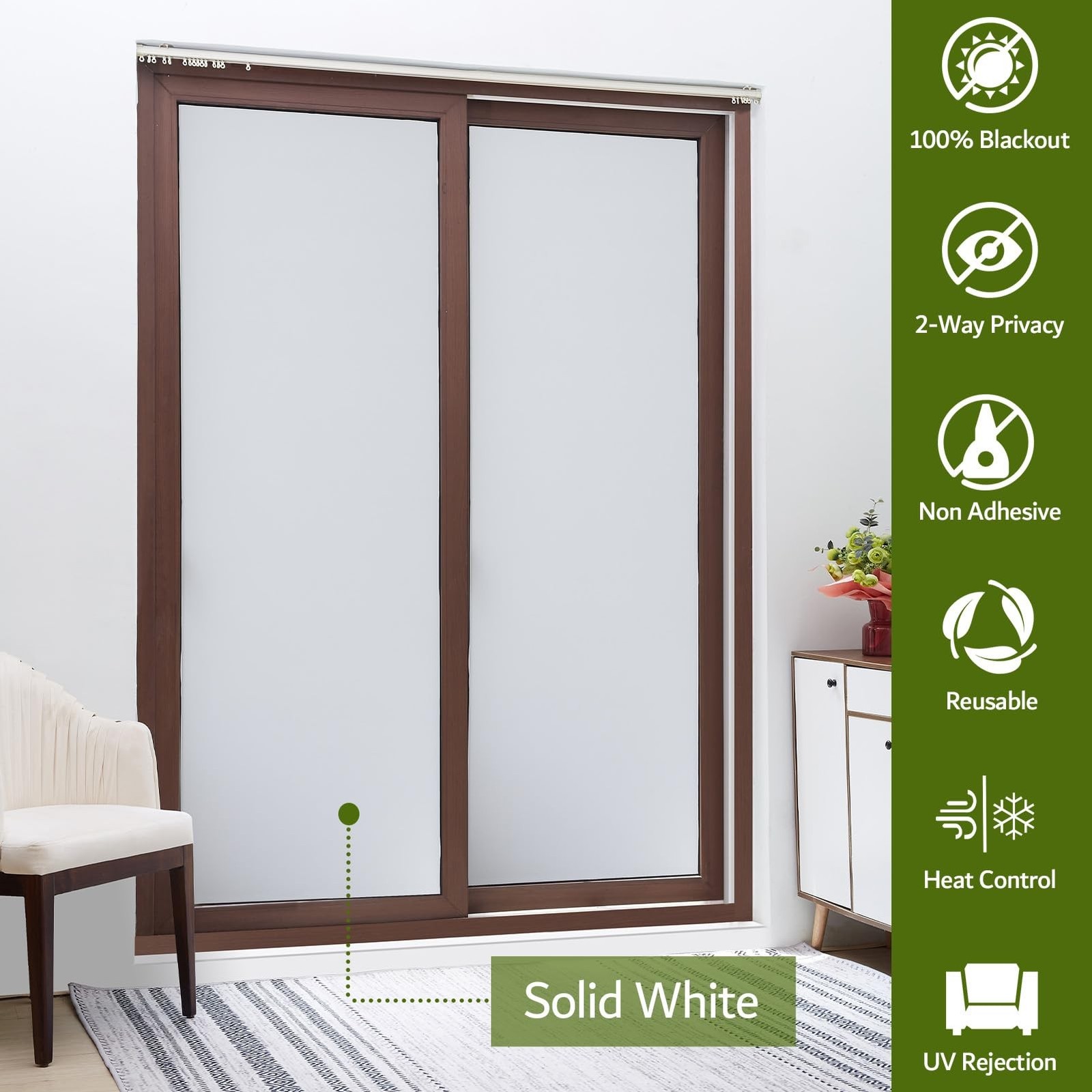 VELIMAX White Blackout Window Film, 100% Light Blocking Window Cover, Opaque …