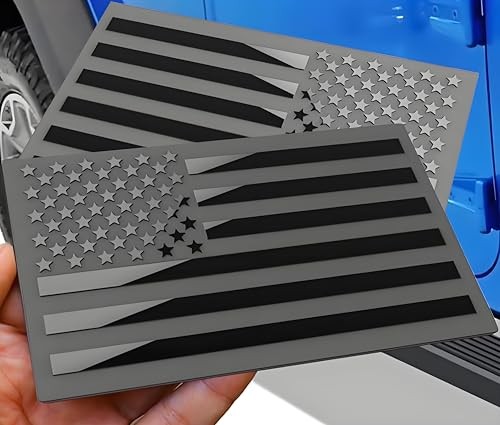 Black Metal American Flag Emblem Decal for Cars, Trucks – Black