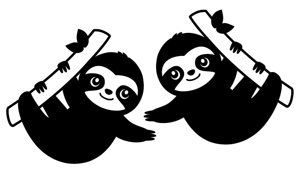 Sloth on a Branch Vinyl Decal Sticker Rearview Mirror Car Truck Bottle Set of 2