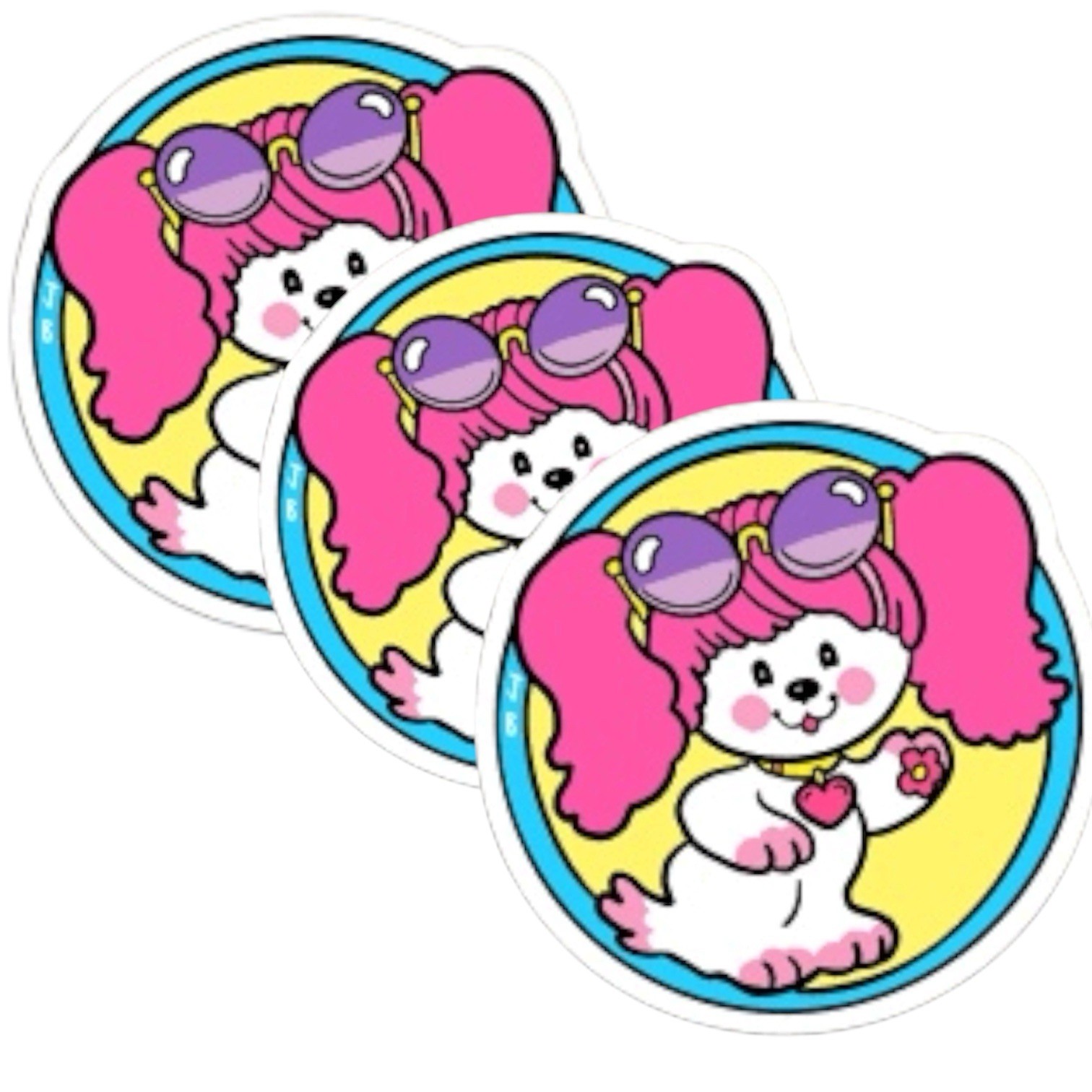 3 PACK SET POOCHIE DOG RETRO NOSTALGIA 80s 2” VINYL DECAL DIECUT VTG STICKER LOT