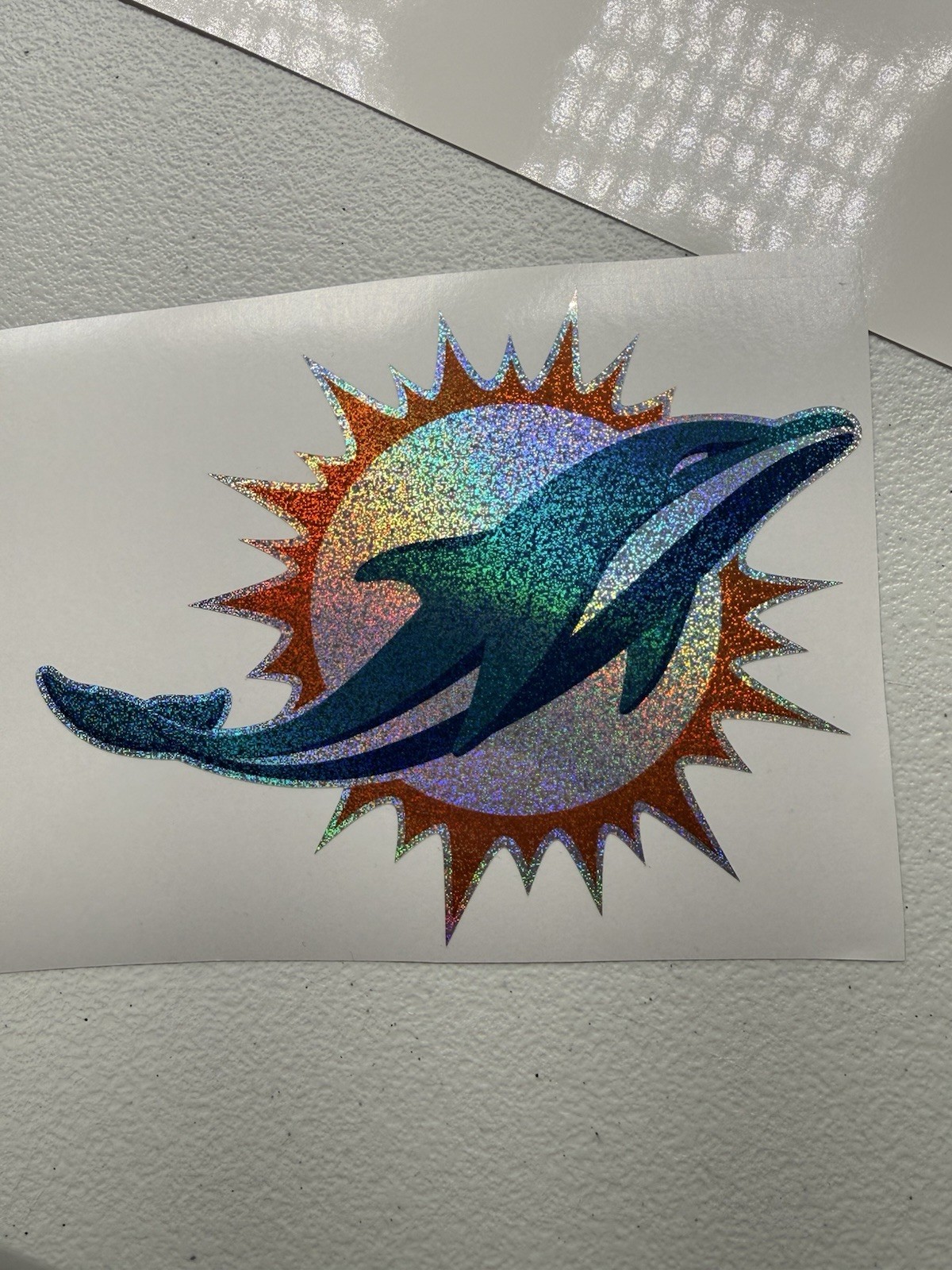 Miami Dolphins Holographic Tiny Sparkle Vinyl Decal