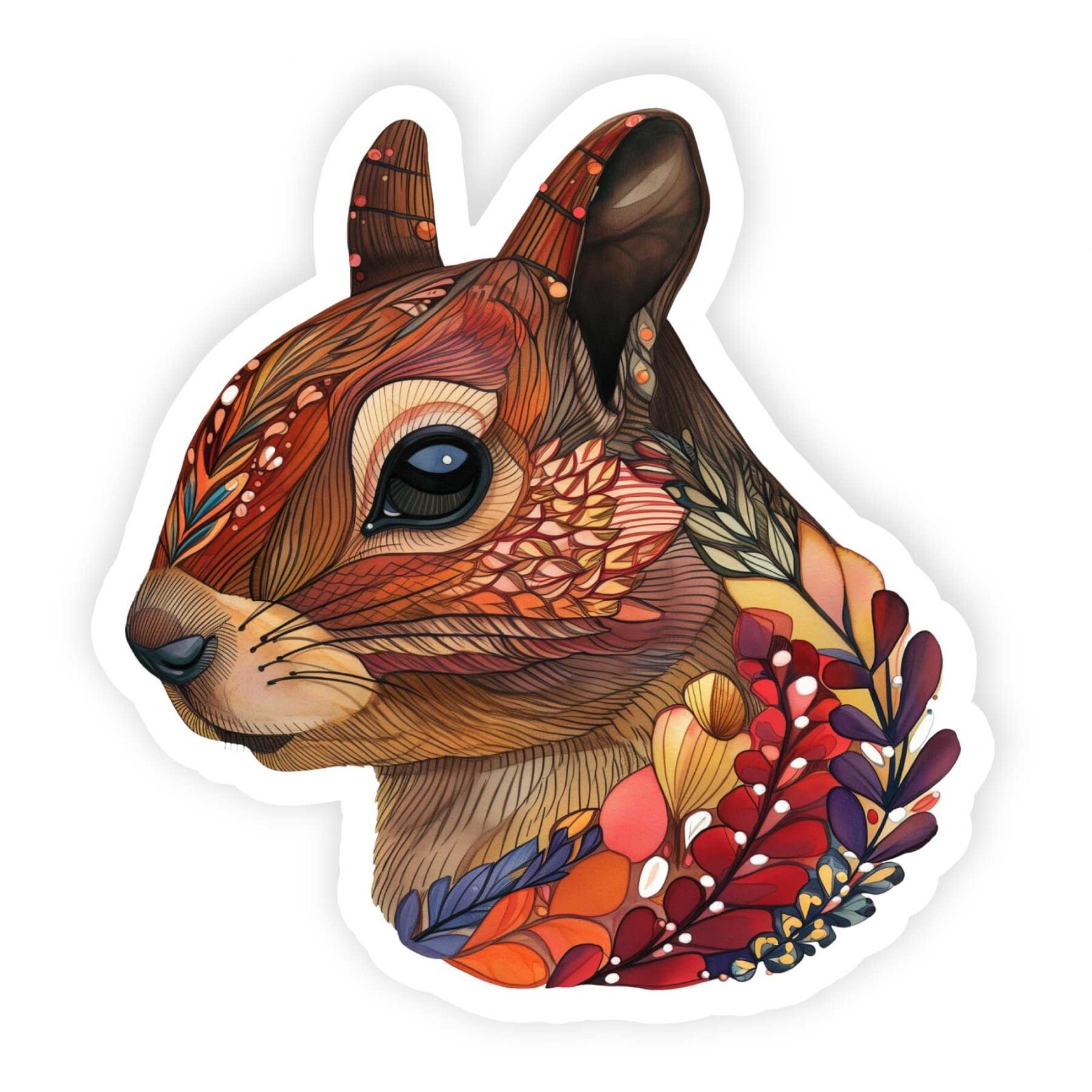 Squirrel Vinyl Sticker, Water Resistant, Water Bottle, Laptop, Indoor use