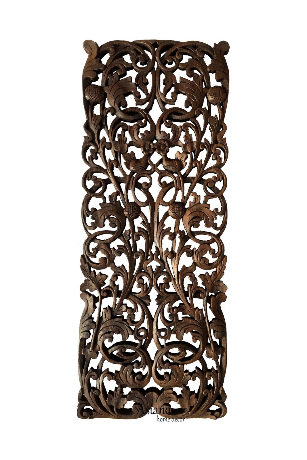Coastal Tropical Wall Decor Panel. Wood Carved Floral Wall Art in Dark Brown …