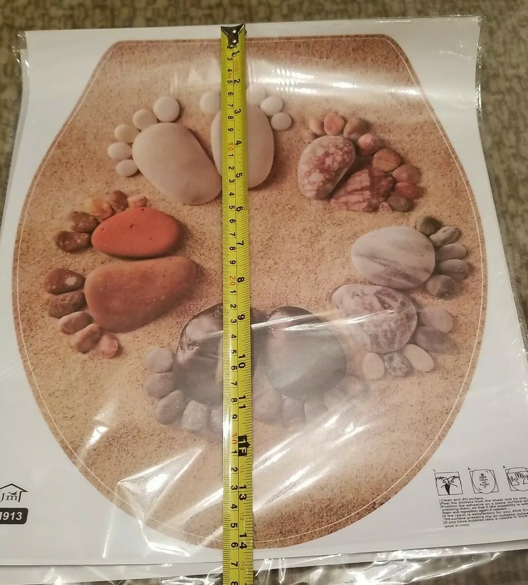 Toilet Seat Art Decals 5 Footprints of Stone Removable Sticker Waterproof