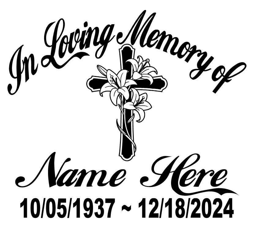 In Loving Memory Decal Cross Flowers Floral Faith Jesus Saves Vinyl Sticker #3