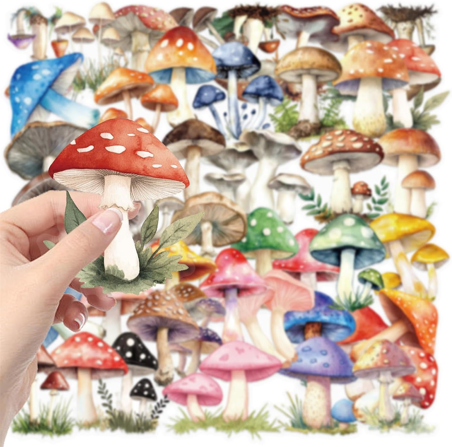 50PCS Retro Mushroom Stickers PET Transparent Stickers Nature Decals Waterproof