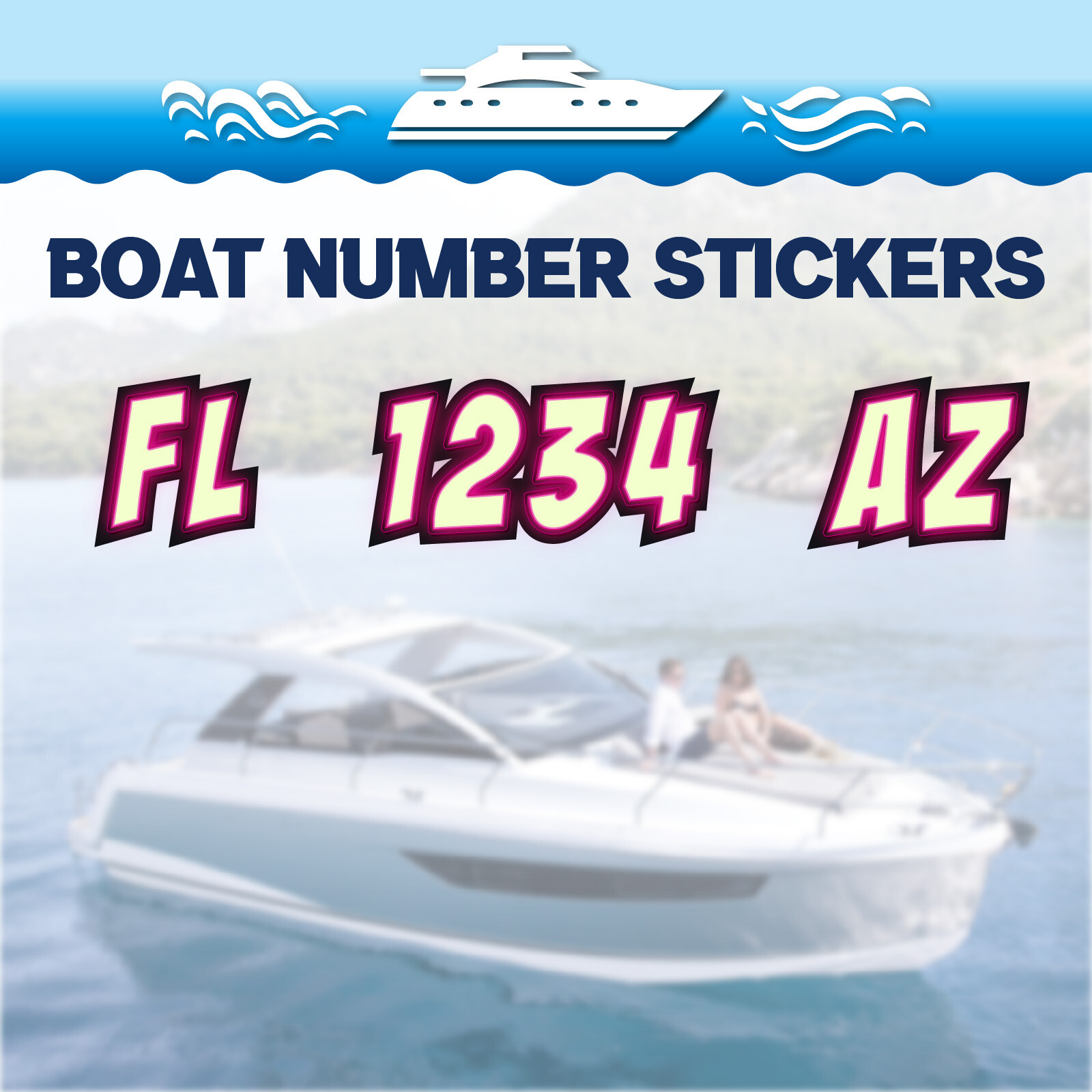 3 inch 2x Watercraft Number Custom Boat Registration Stickers3 inch Lighting