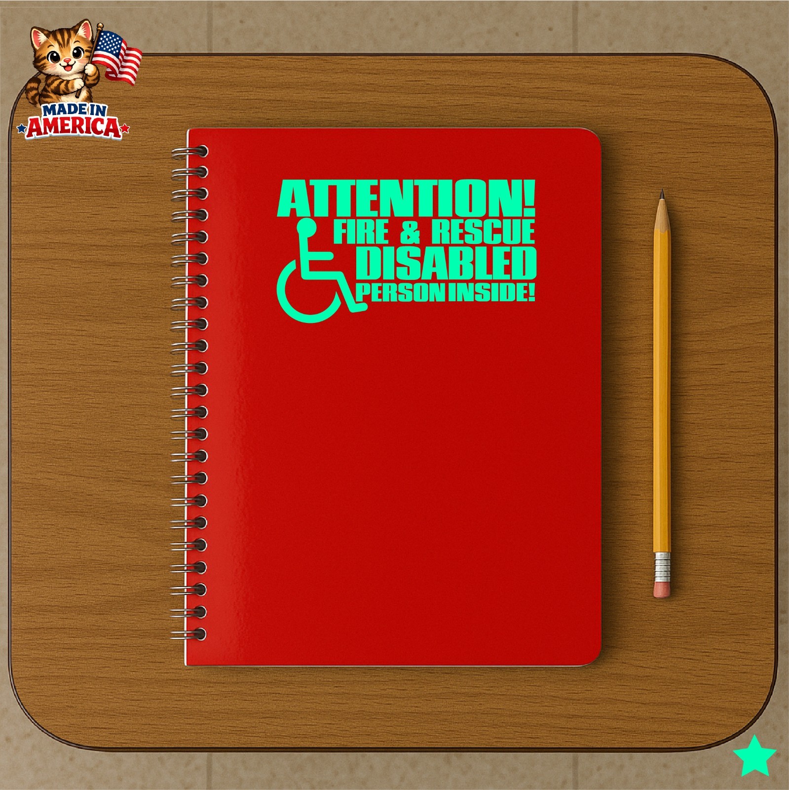 Attention Fire Rescue Disabled Person Inside Decal Window Sticker Save Lives