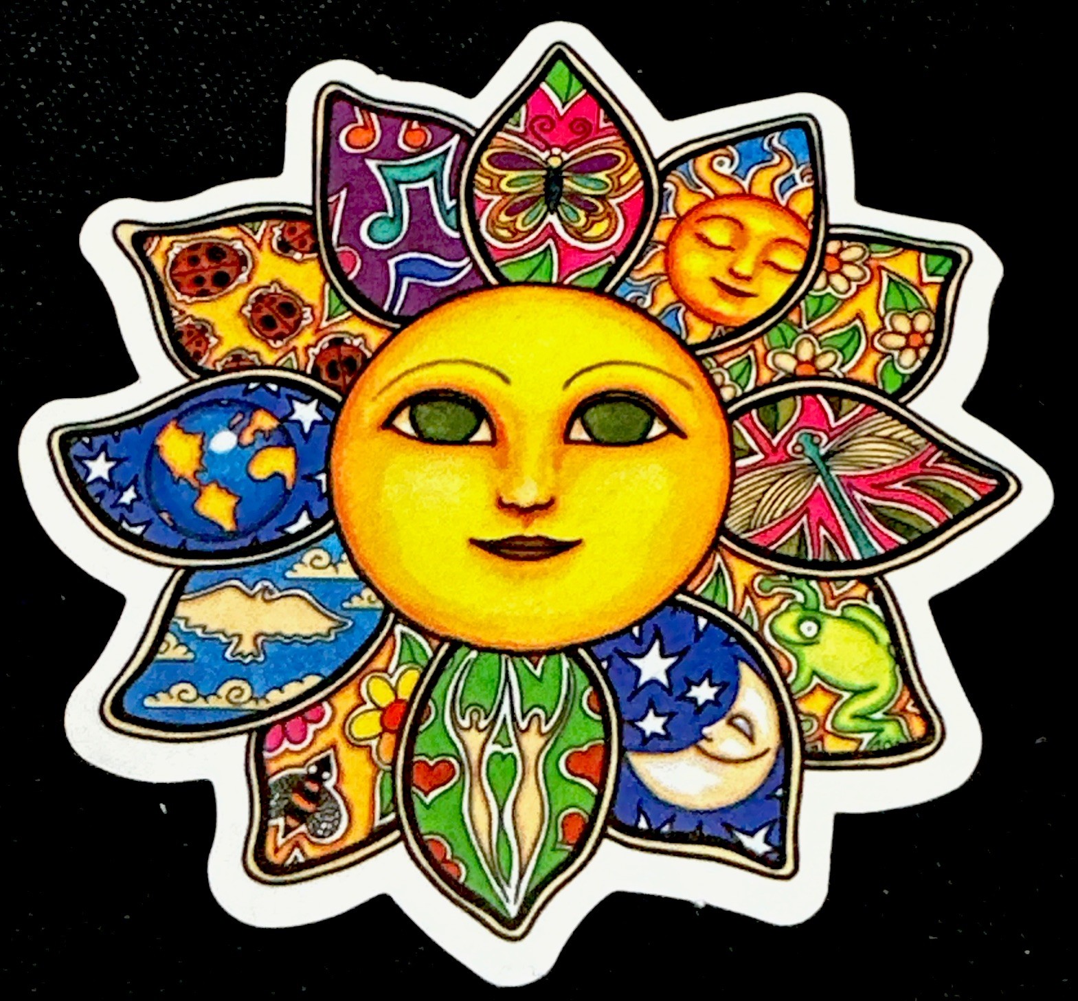 SUN STICKER✨🌞💙🌜💜🌍🩷🦋💚🐞✨3 3/4”✨GLOSSY✨SUNSHINE✨BEAUTIFUL✨AWESOME✨💫