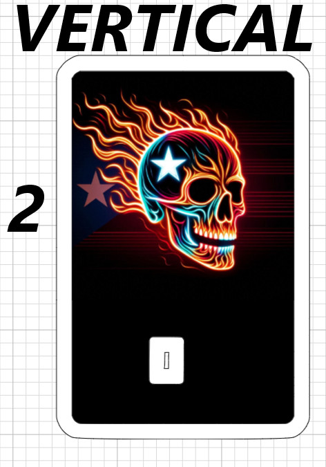 Puerto Rico Bad Ass Skull Flag Neon Credit Debit Card ATM Skin Sticker Rican US