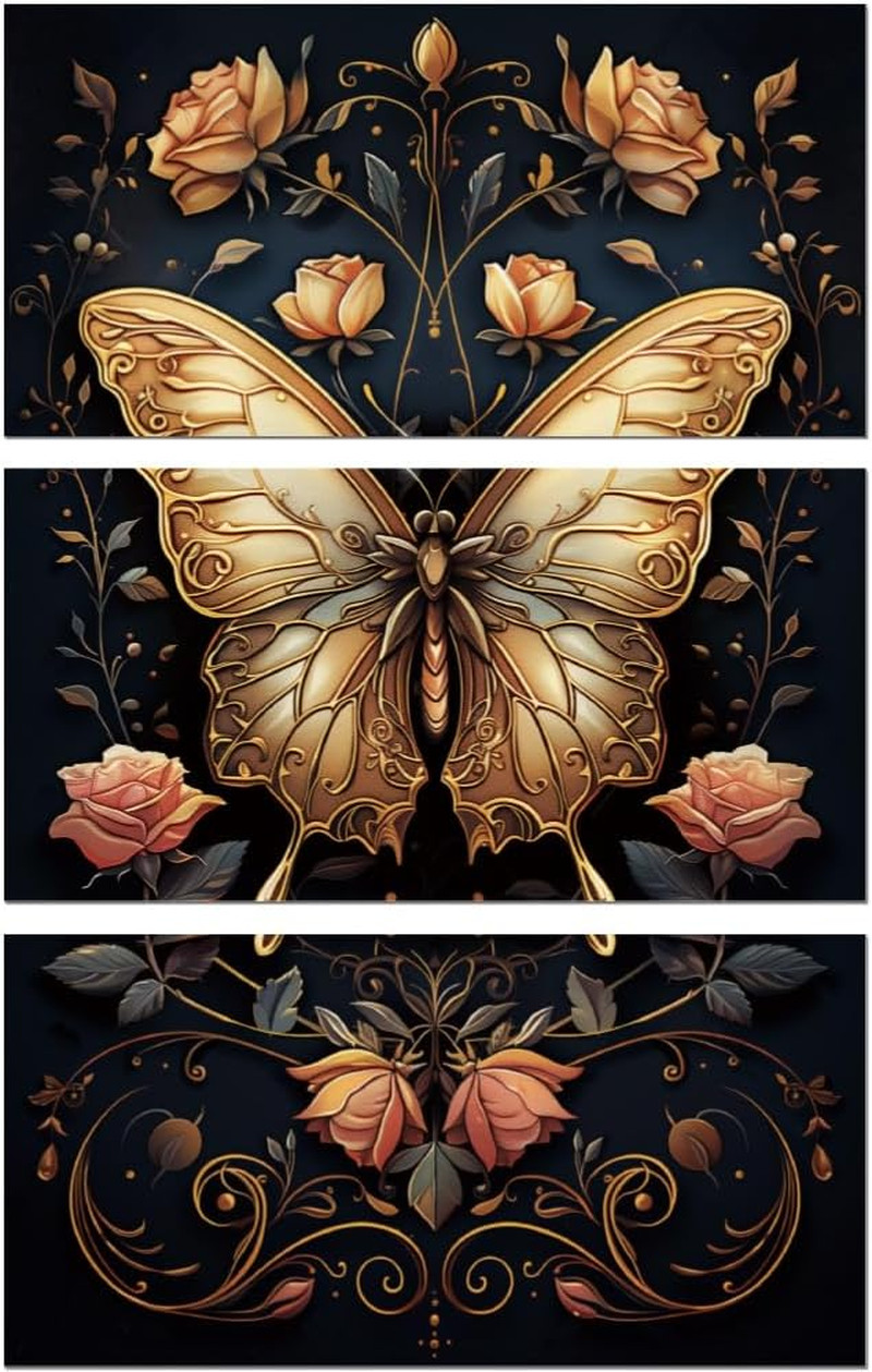 Rub on Transfer Sticker for Furniture Craft Decor 6"X12" Vintage Gold Butterfly