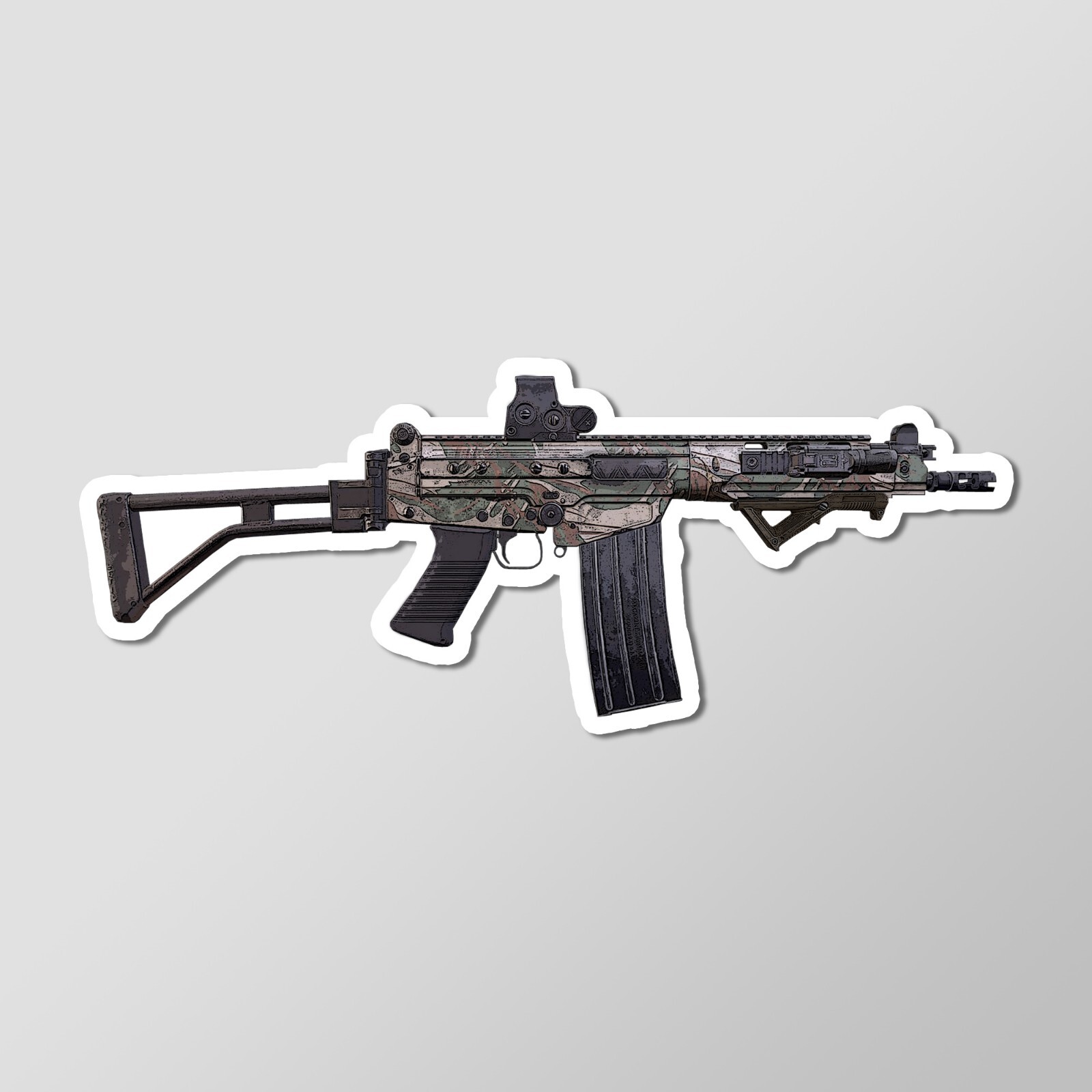 FAL Battle Rifle Para, Brushstroke Camo Laptop Sticker Vinyl 4" Wide