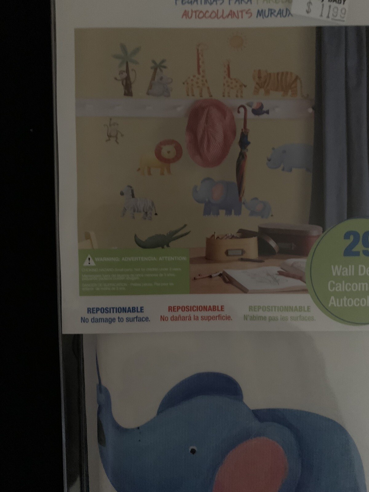 RoomMates 29 Animal Peel and Stick Wall Decals Stickers Elephant Lion Giraffe