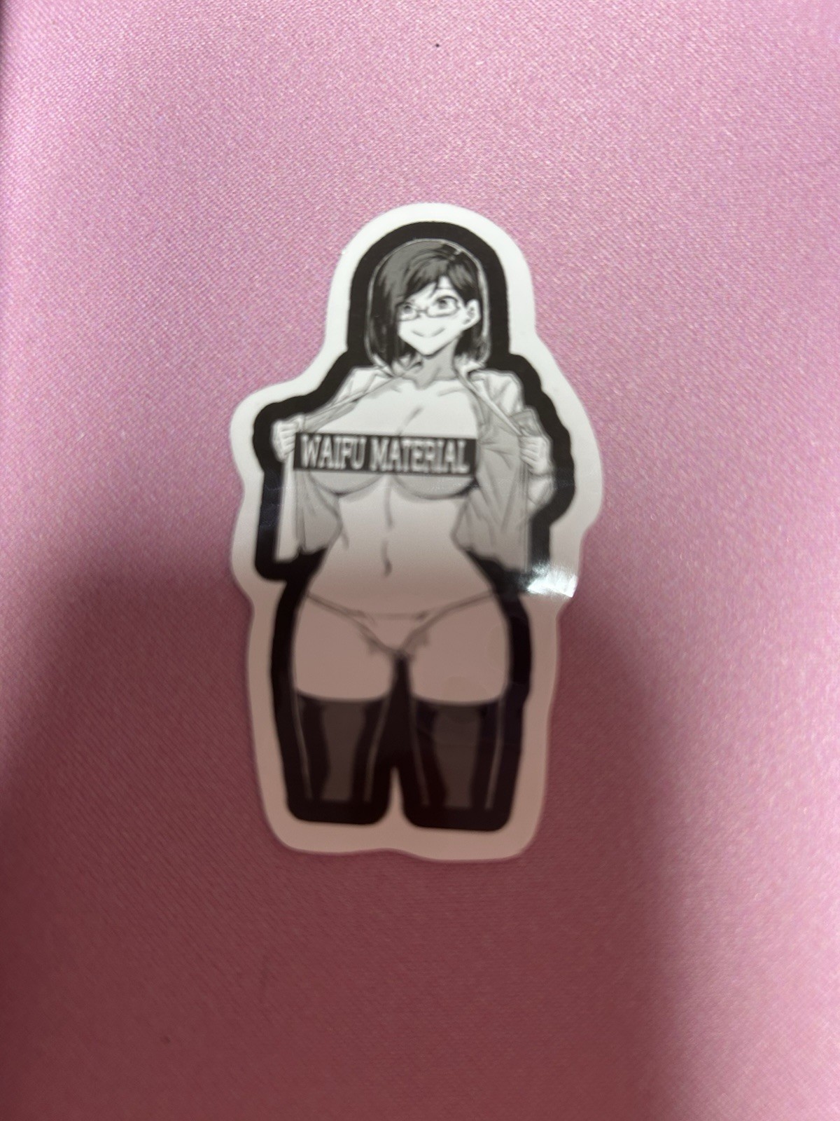 black and white waifu lewd sexy sticker #17