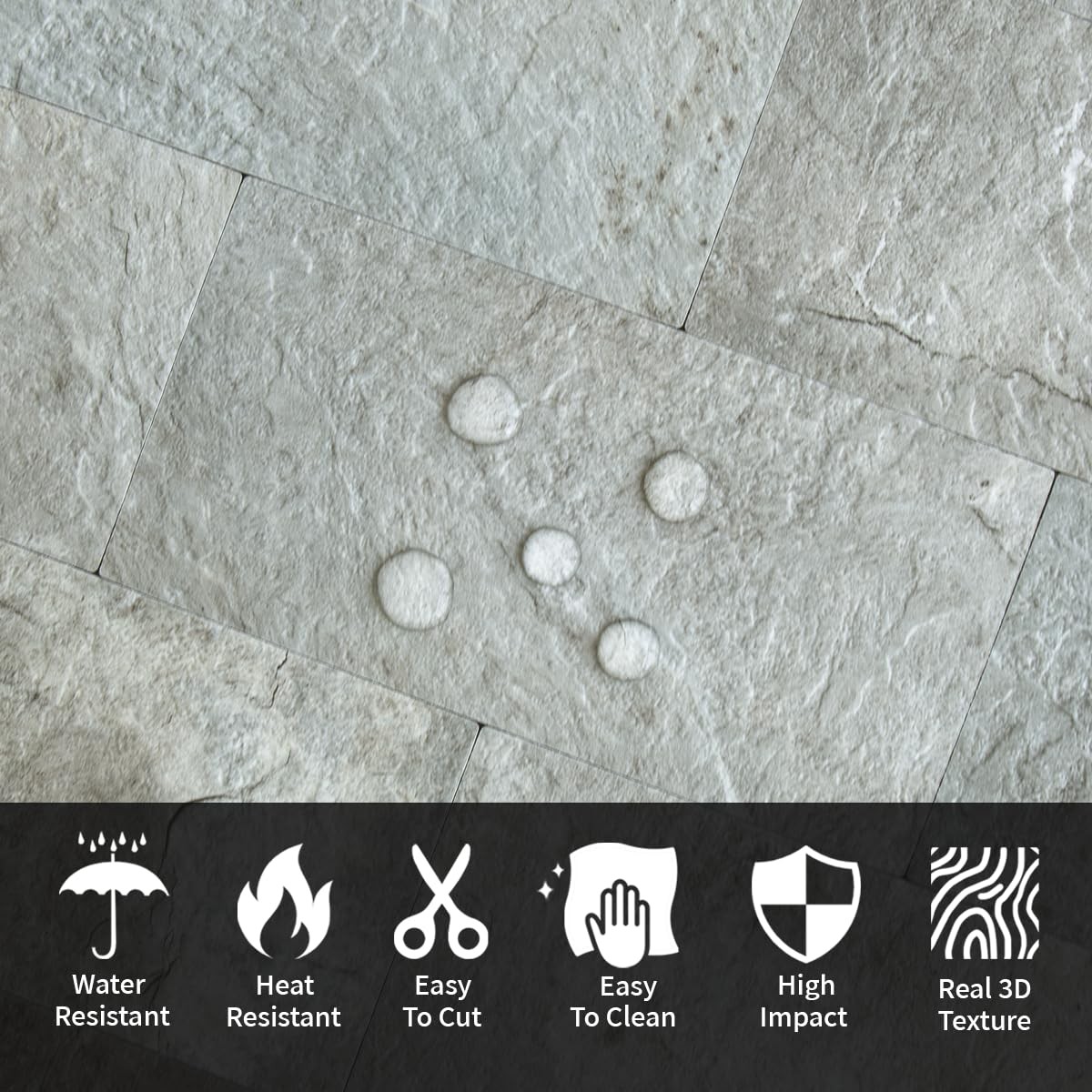 100 Piece Mountain Rock Peel and Stick Backsplash Wall Tiles, 3" x 6" PVC Fau…
