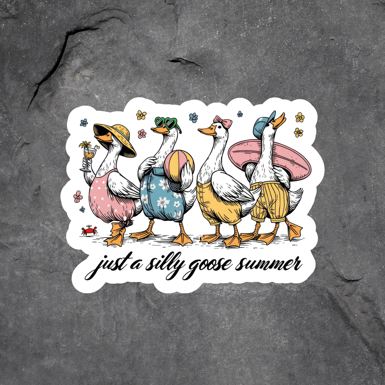 Goose Sticker Vinyl Decal Just A Silly Goose Summer Funny Beach Vacation