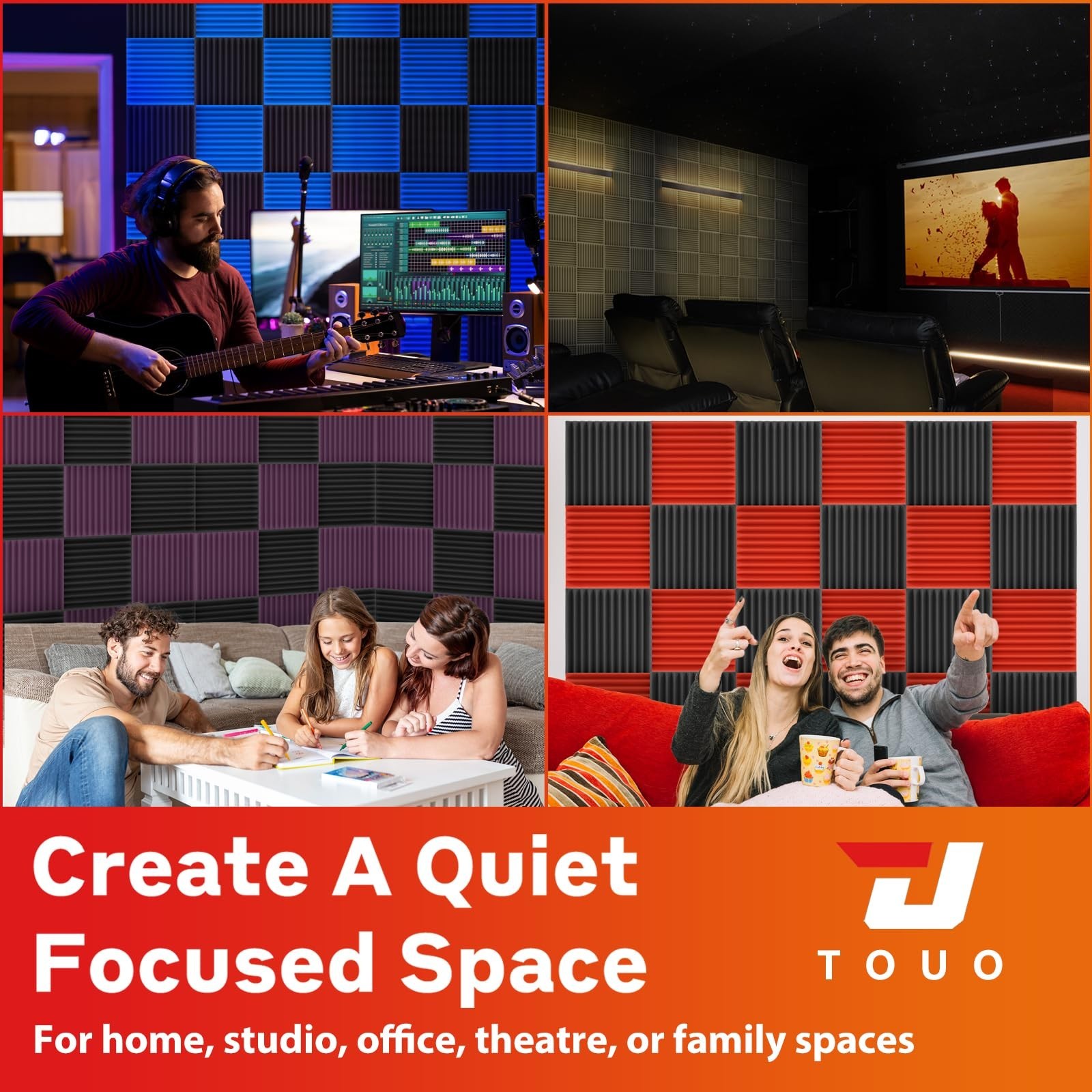 12 Pack Acoustic Panels – Sound Proof Foam Panels for Wall 12"x12"x1", Fla