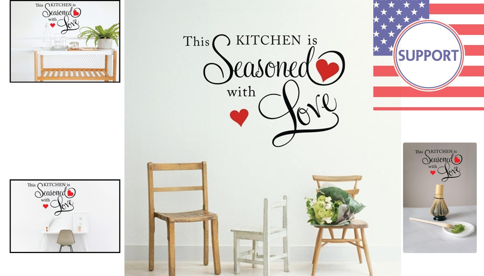 'Seasoned with Love' Irregular Wall Decal – Stylish Black Art for Your Kitchen
