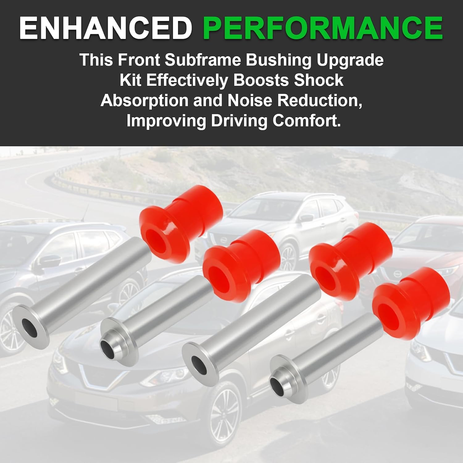 8PCS Upgraded Subframe Bushing Kit for Nissan Rogue 2008-2020 | 6061 Aluminum &