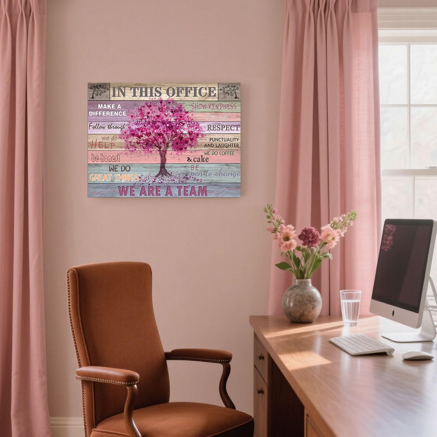 Pink Inspirational Wall Art for Office Women Motivational Quotes Phrases Post…