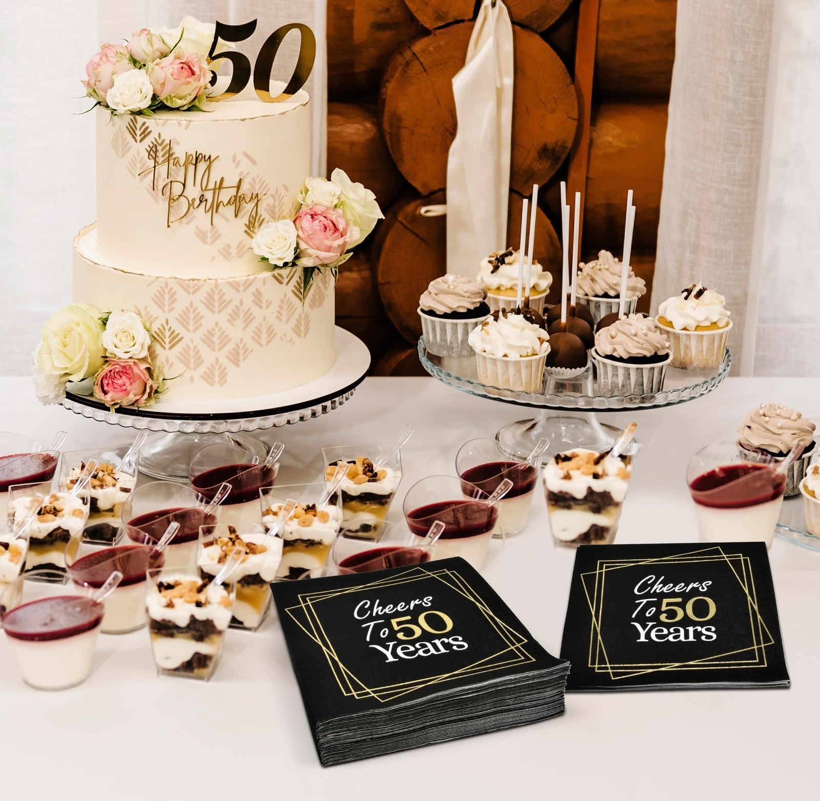 Gift Boutique 100 Count Cheers to 50 Years Cocktail Beverage Napkins Disposab…