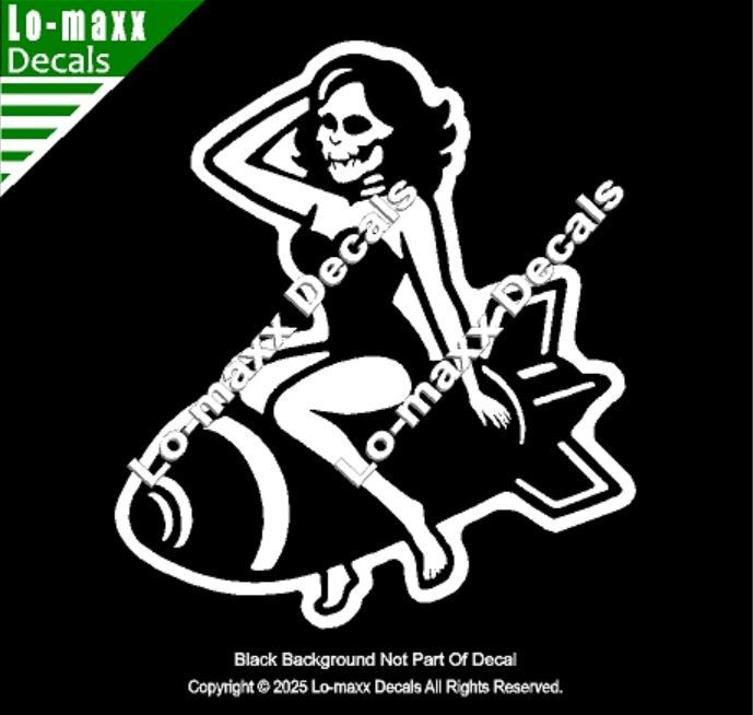 WWII Zombie Pin Up Bomb Decal Military Nose Art Style Avery Dennison Vinyl
