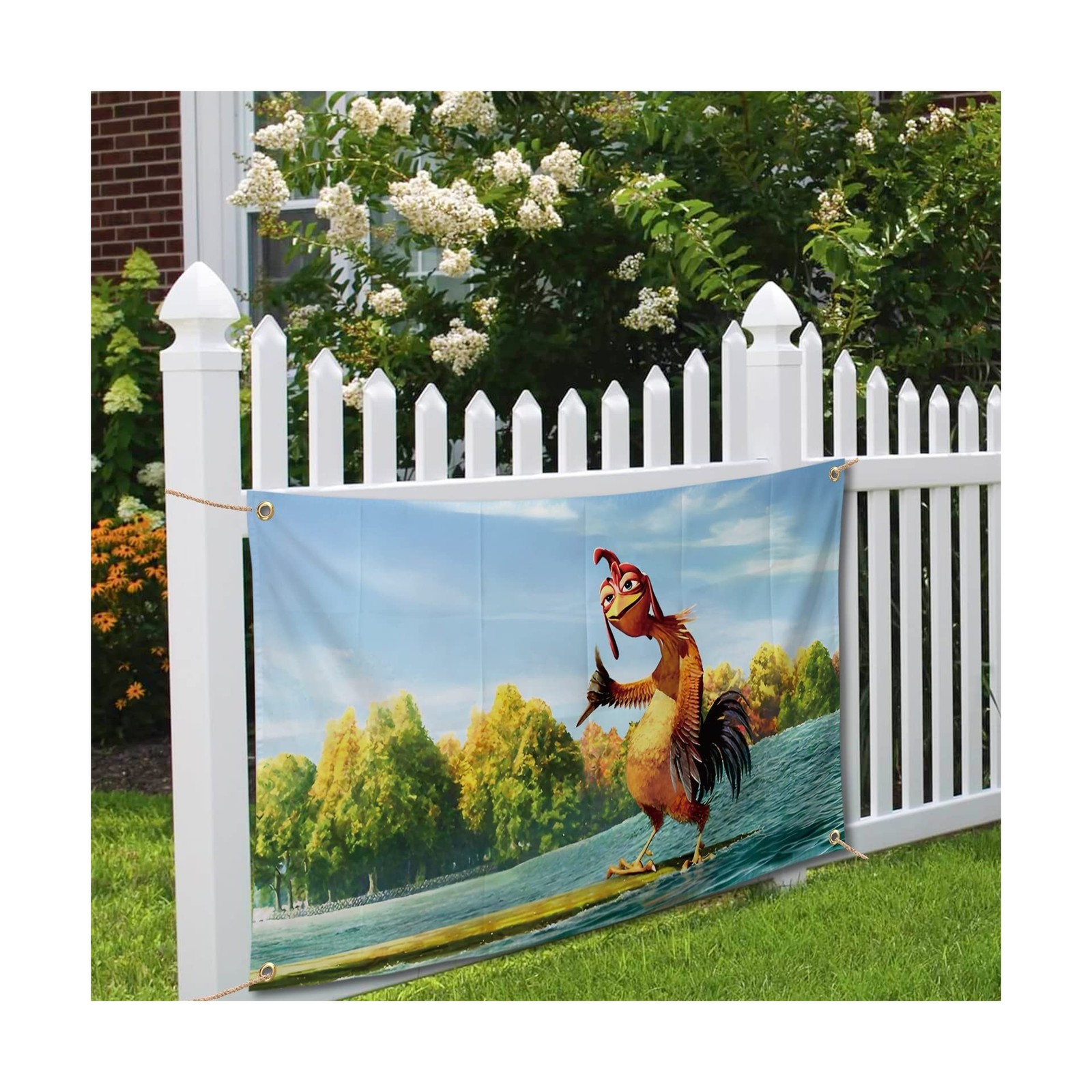 Chicken Flag Funny Poster Durable Man Cave Wall Flag with 4 Brass Grommets 3x…