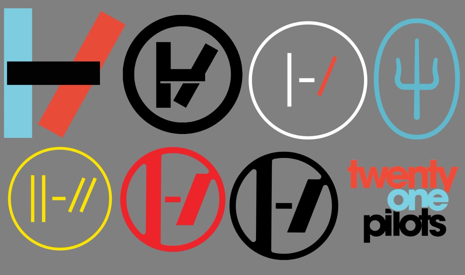 Twenty One Pilots Logos Set Of 8 Vinyl Decals 3" | Waterproof Oracal 651 Premium