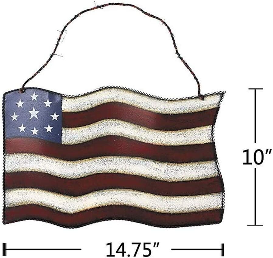 Metal American Flag Sign Patriotic Hanging Wall Art Decorative Iron Plaque Vinta