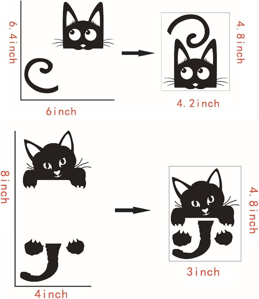 Removable Switch Sticker, 6 Pcs Cute Black Cats Cartoon Wall Sticker, Light Swit
