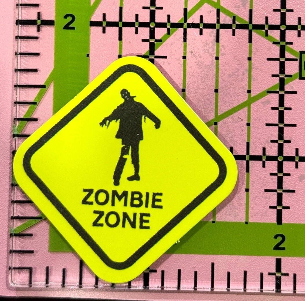 Funny Warning Sticker: ZOMBIE ZONE – Vinyl Decal Sticker BOMB Z Area 51