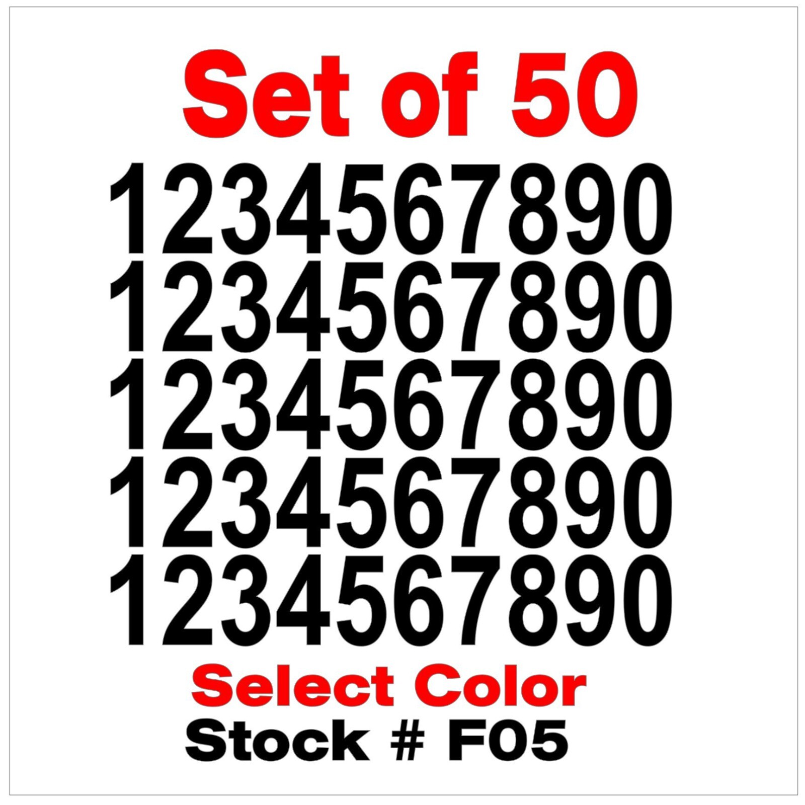 0 9 Numbers Vinyl Sticker Decals Outdoor Quality Many Uses – Set of 50 STK#F05