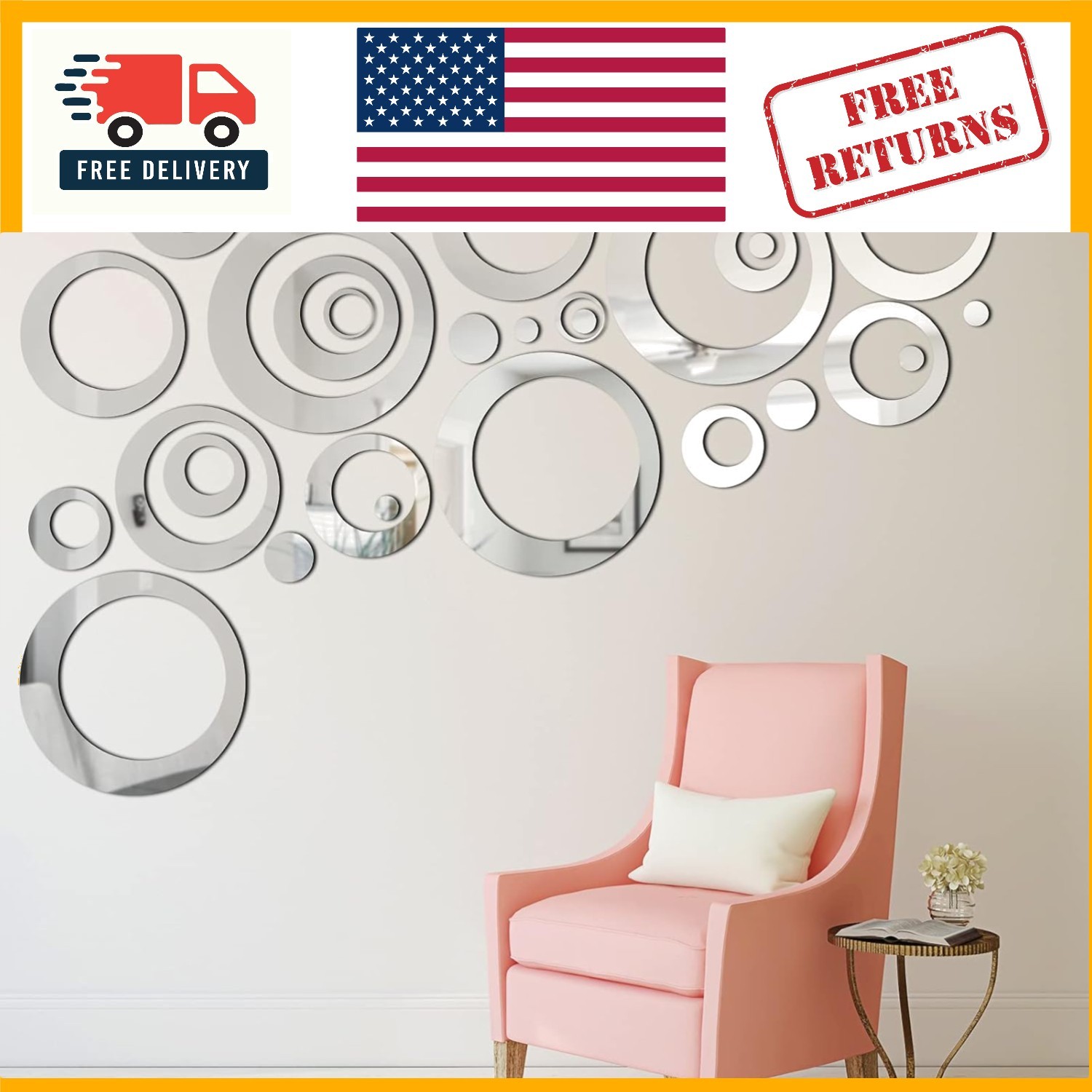 Adjustable 32-Piece Round Acrylic Mirror Stickers – Easy Install & Remove