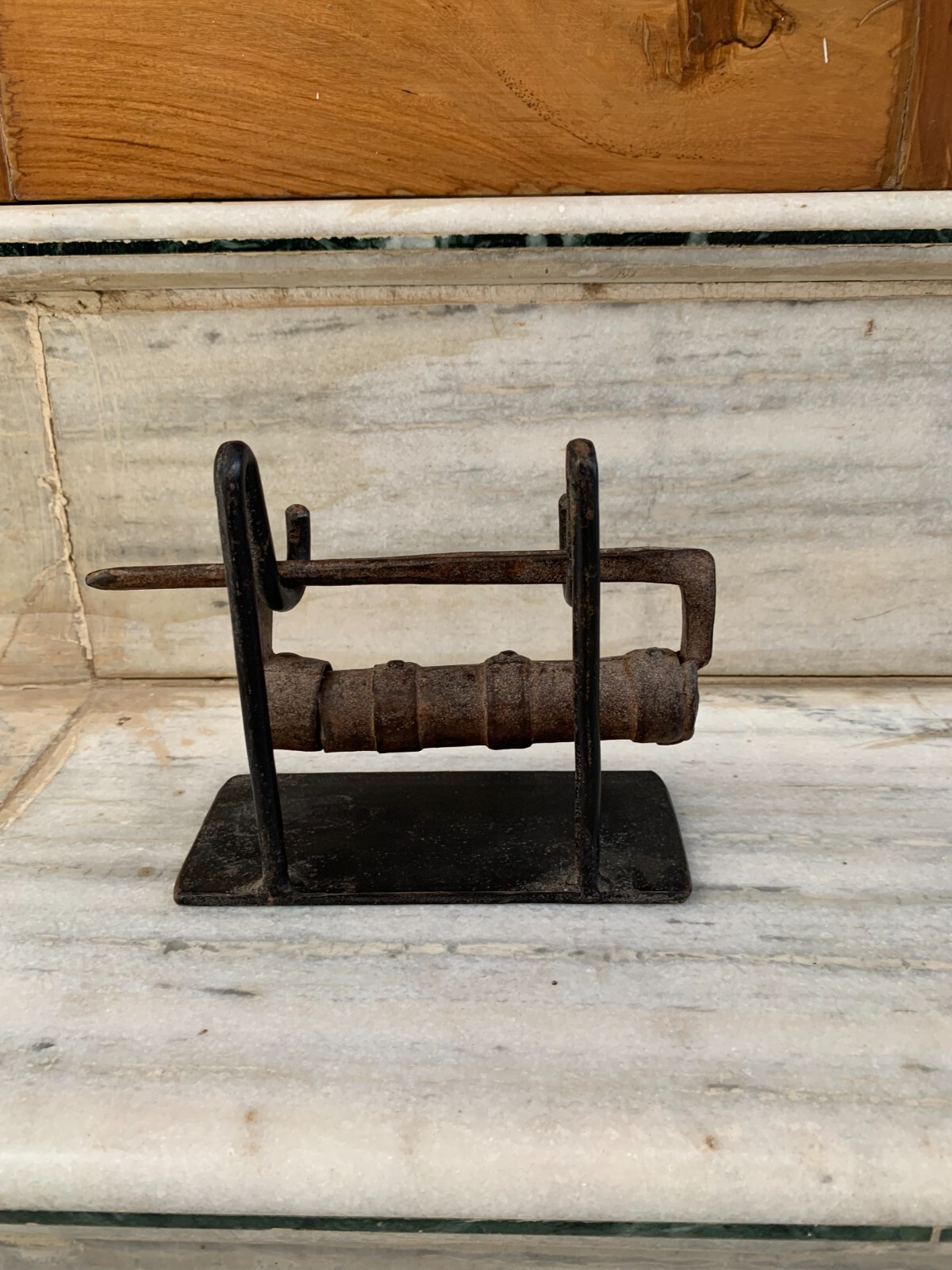 Global Views A Chores Antique Lock & Without Key on Stand home Decor