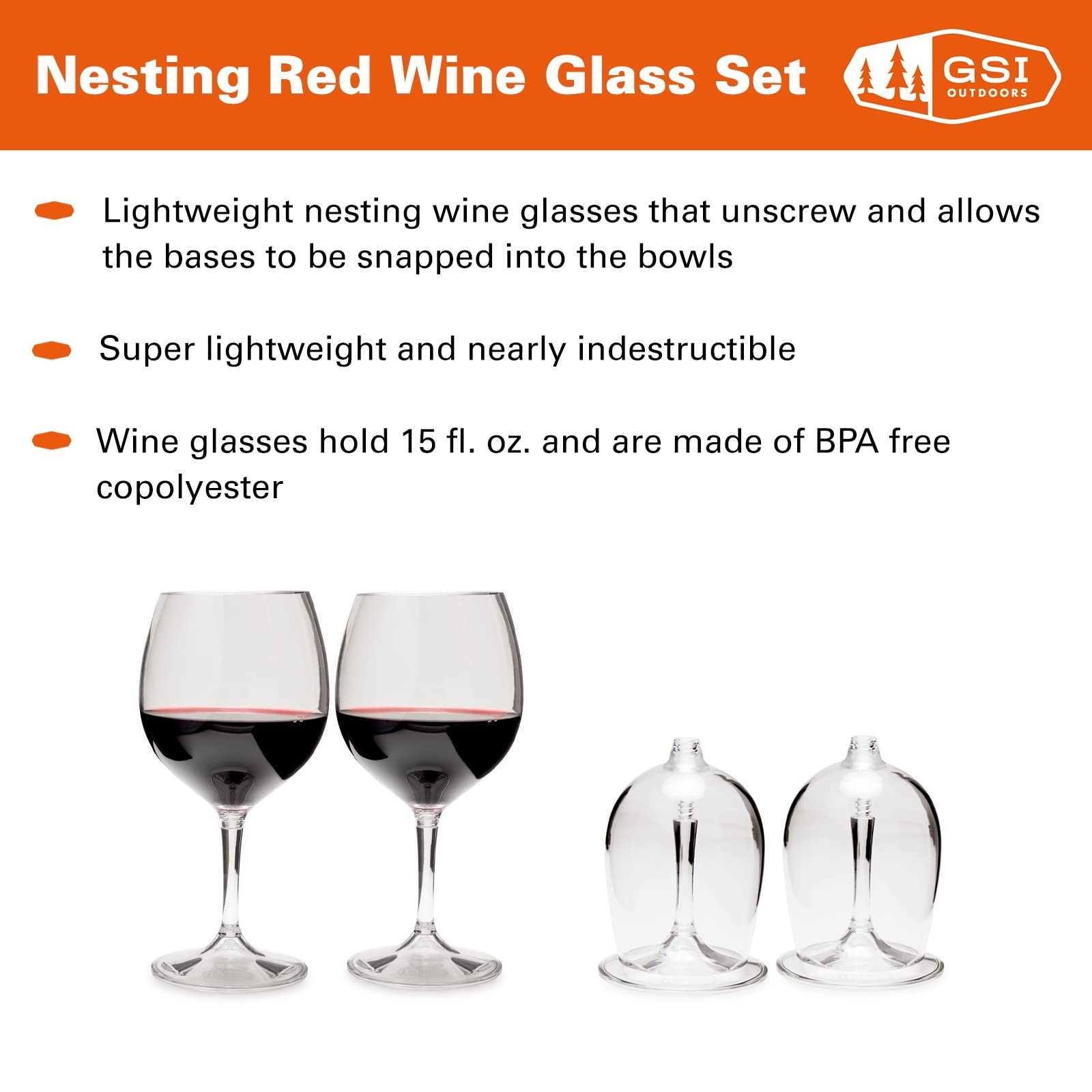 GSI Outdoors – Glacier Stainless Steel Nesting Wine Glass