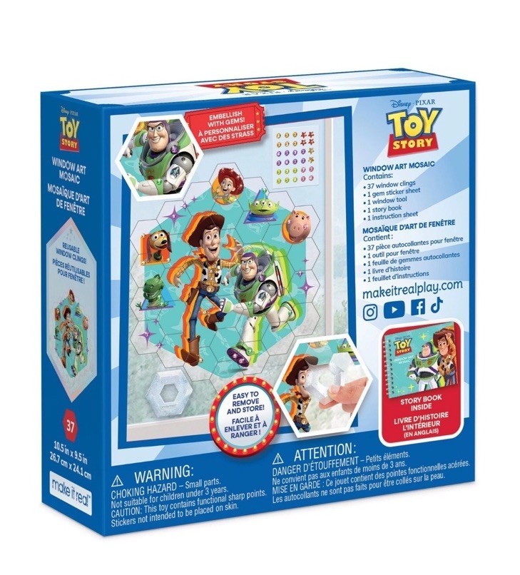 Disney: Window Art Mosaic – Toy Story – 41 pcs, Reusable Window Puzzle Clings