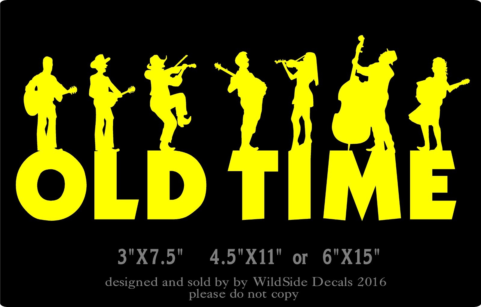 Old Time Music Decal Musicians Vinyl Car Truck Sticker
