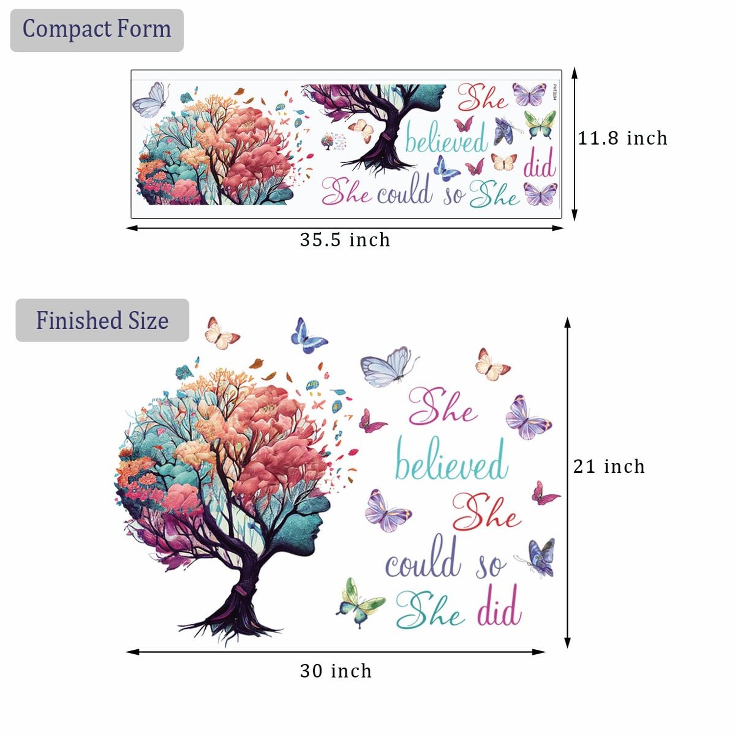 Inspirational Wall Decal Quotes She Believe She Could So She Did Tree Wall St…