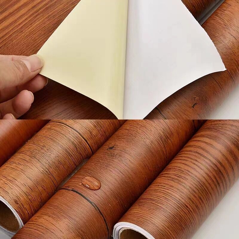 Wood Grain Self-Adhesive Wallpaper Waterproof PVC Contact Stickers Home Decor