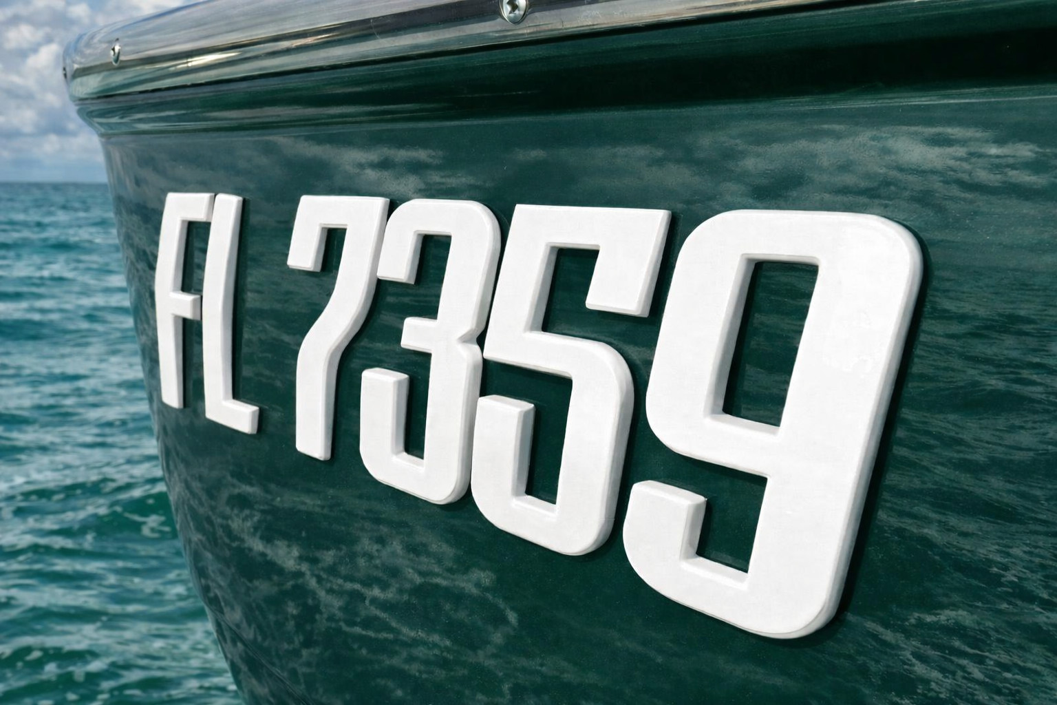White Raised 3D Boat Registration Numbers Letters | Marine Grade Emblem