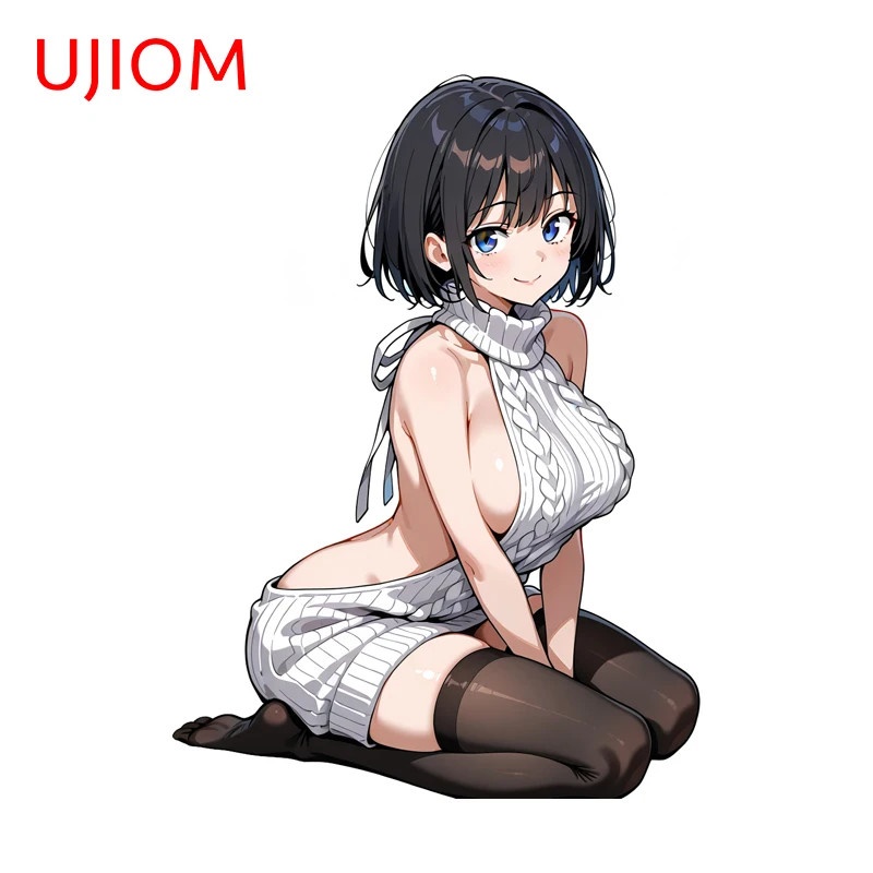 UJIOM Alluring Girl Anime Figure Wall Sticker Amusing Creative Kneel PVC Decal