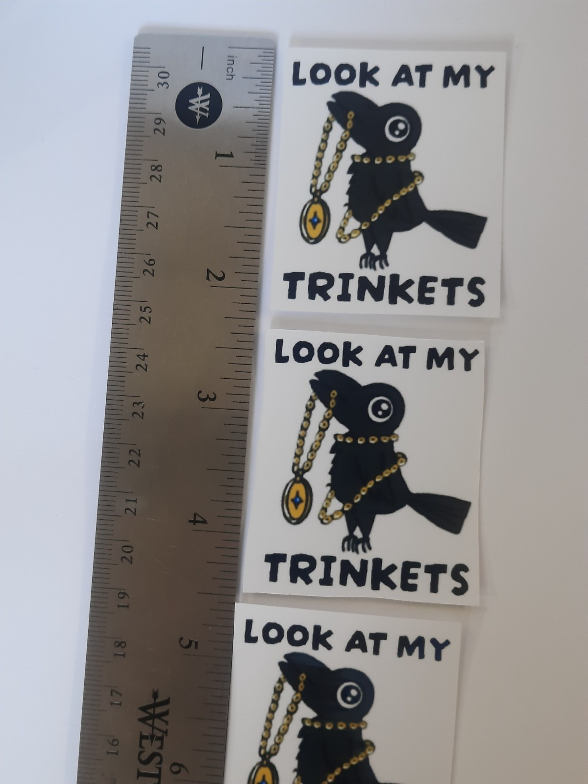 Look at my Trinkets Crow/Raven Hand Cut Stickers ~1.75" x 2.25" Jess-Sketch OG