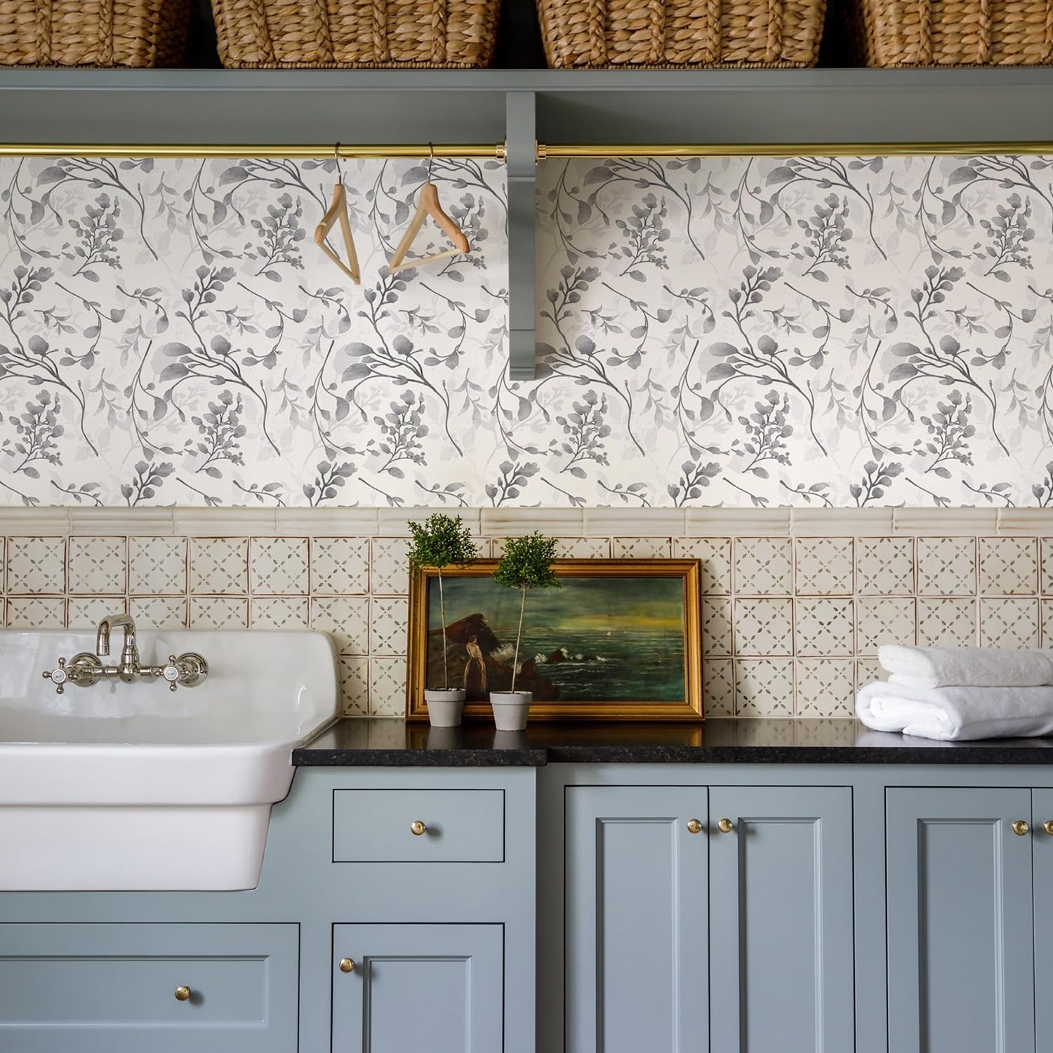 Orainege Gray Floral Wallpaper Peel and Stick Wallpaper 17.7 in ×118.1 in S