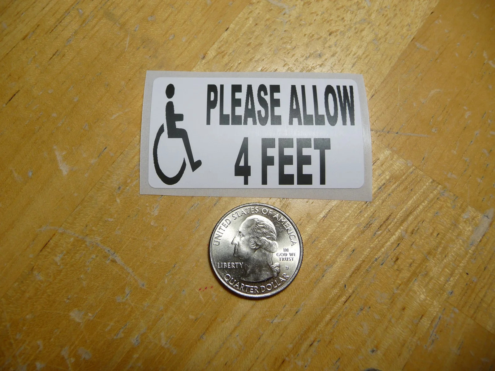 PLEASE ALLOW 4 FEET HANDICAPPED MAN STICKER DECAL 1 – 50 BULK PACK DOOR