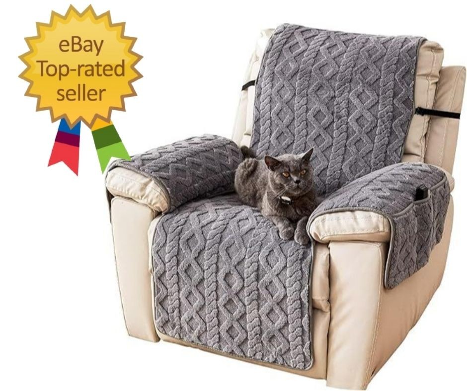 Recliner Cover for Lazy Boy Chair Protectors Washable Quilted 23In Gray