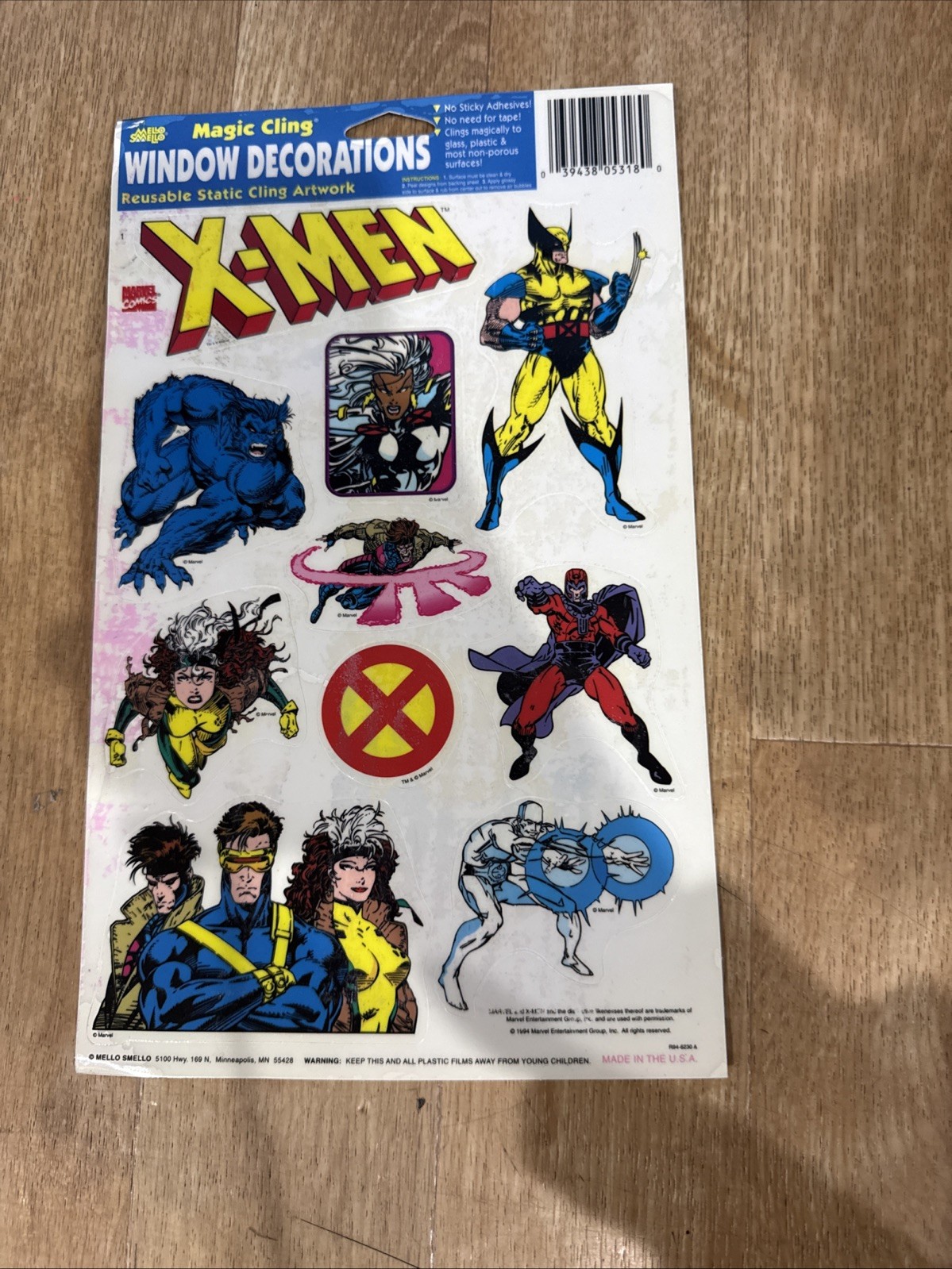 Vintage 1994 Marvel X-Men Set of 2 Sheets of Removable Stickers New Mello Smello